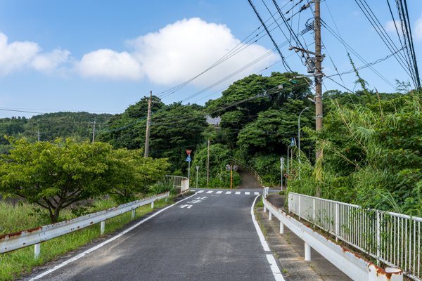 緑に囲まれた奥浦地区の生活道路